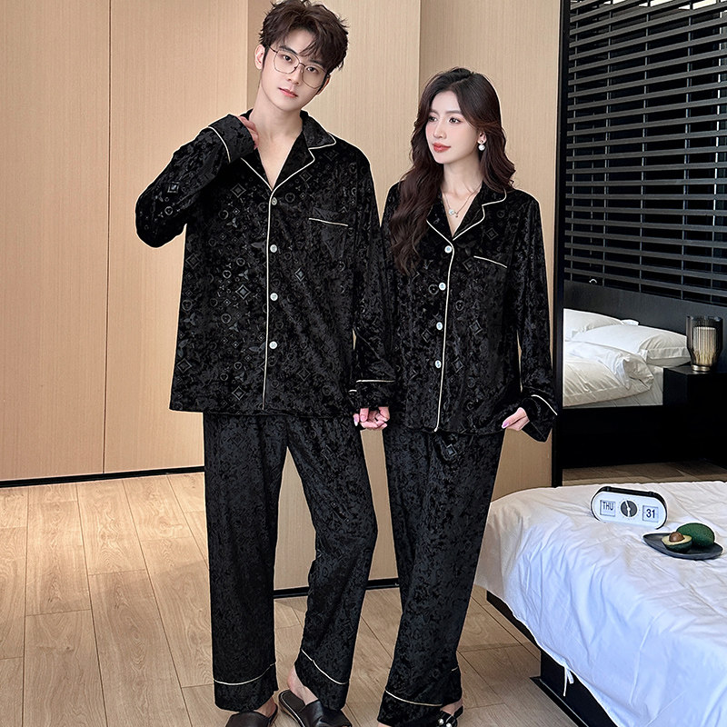 提花纯色情侣睡衣女金丝绒潮牌高级感家居服套装外穿保暖奢华长袖,淘宝优惠券,粉丝福利购,淘宝优惠卷