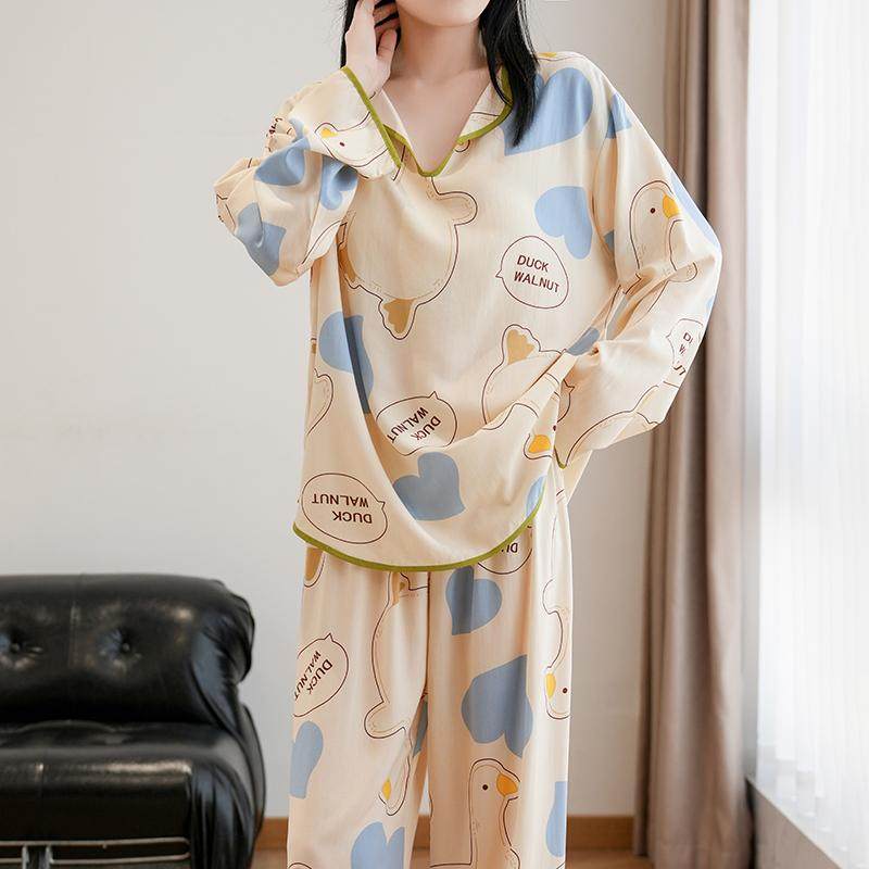 睡衣女春秋季棉绸新款带胸垫少女卡通免穿内衣可外穿家居服两件套,淘宝优惠券,粉丝福利购,淘宝优惠卷