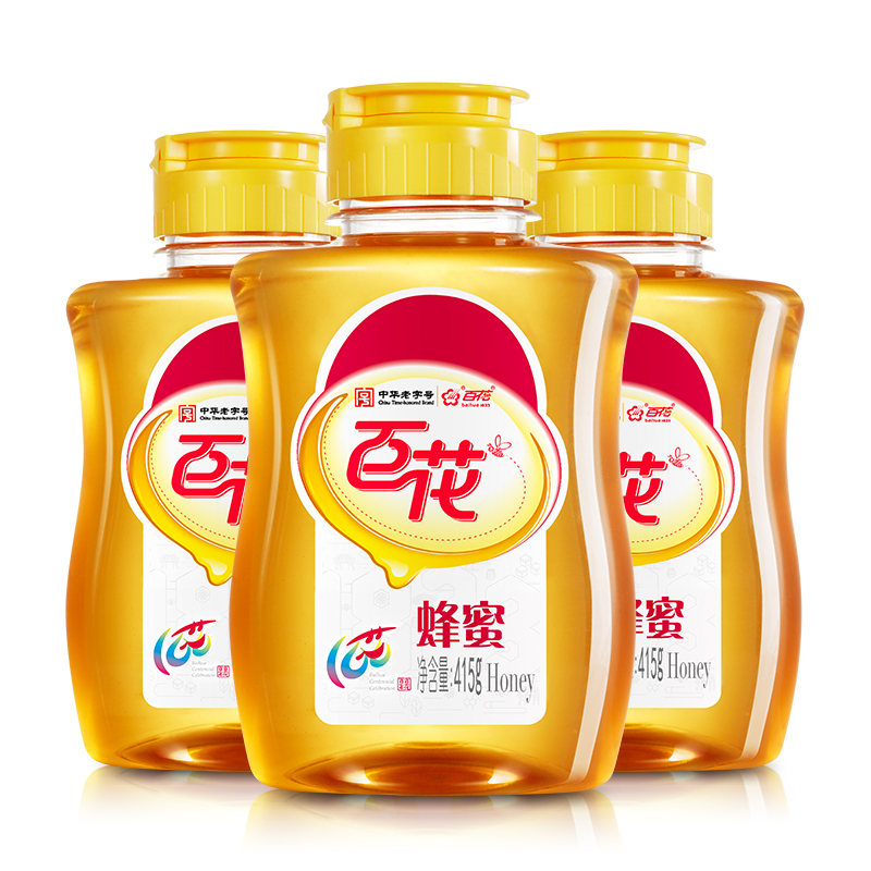 百花官方旗舰店中华老字号百花蜂蜜纯正415g/瓶*3瓶 天然蜂蜜峰蜜3