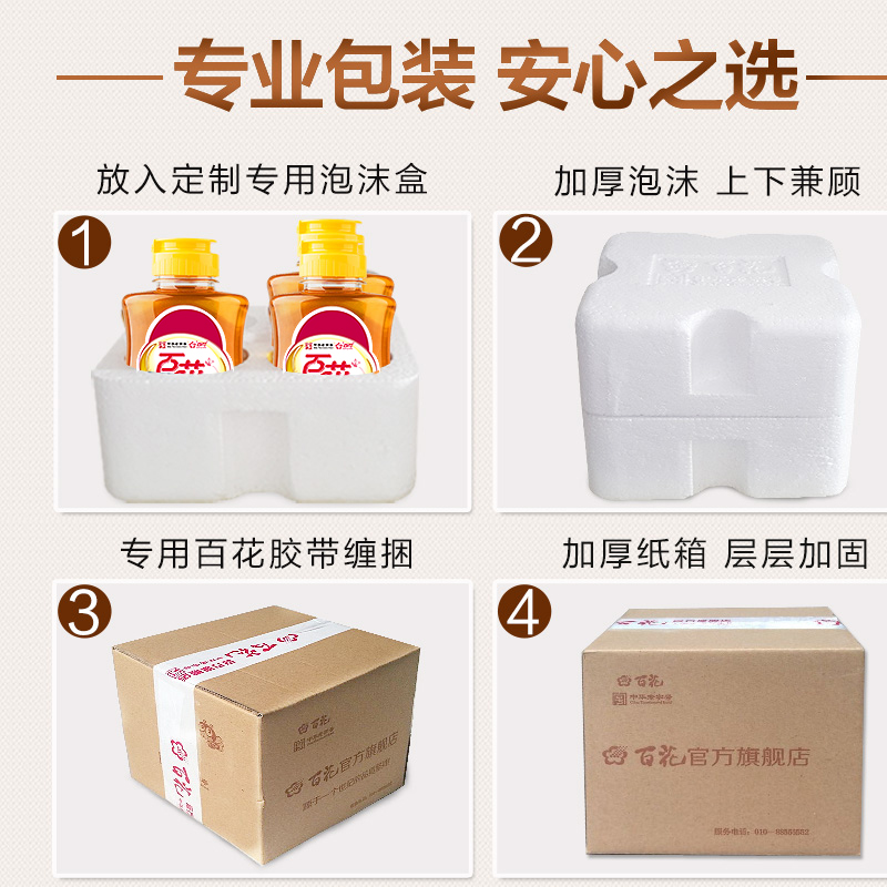 百花官方旗舰店中华老字号百花蜂蜜纯正415g/瓶*3瓶 天然蜂蜜峰蜜2