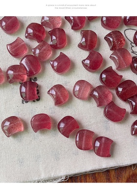 时尚情侣手饰配件 天然鸽血红草莓晶猫头无脸猫 草莓晶半成品