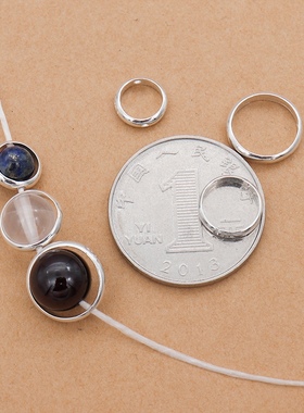 S925纯银圆形珠框DIY手工串珠手链配件镂空隔珠套圈中间可放珠子