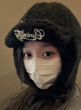 韩系冬季羊羔毛护耳飞行雷锋帽女