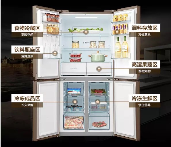 十字四门电冰箱变频风冷无霜家用 E 476WGPM BCD 美 Midea 全新 十字四门电冰箱变频风冷无霜家用 E 476WGPM BCD 美 Midea 全新