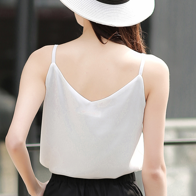 2022夏季无袖v领宽松雪纺打底衫 离题服饰背心吊带