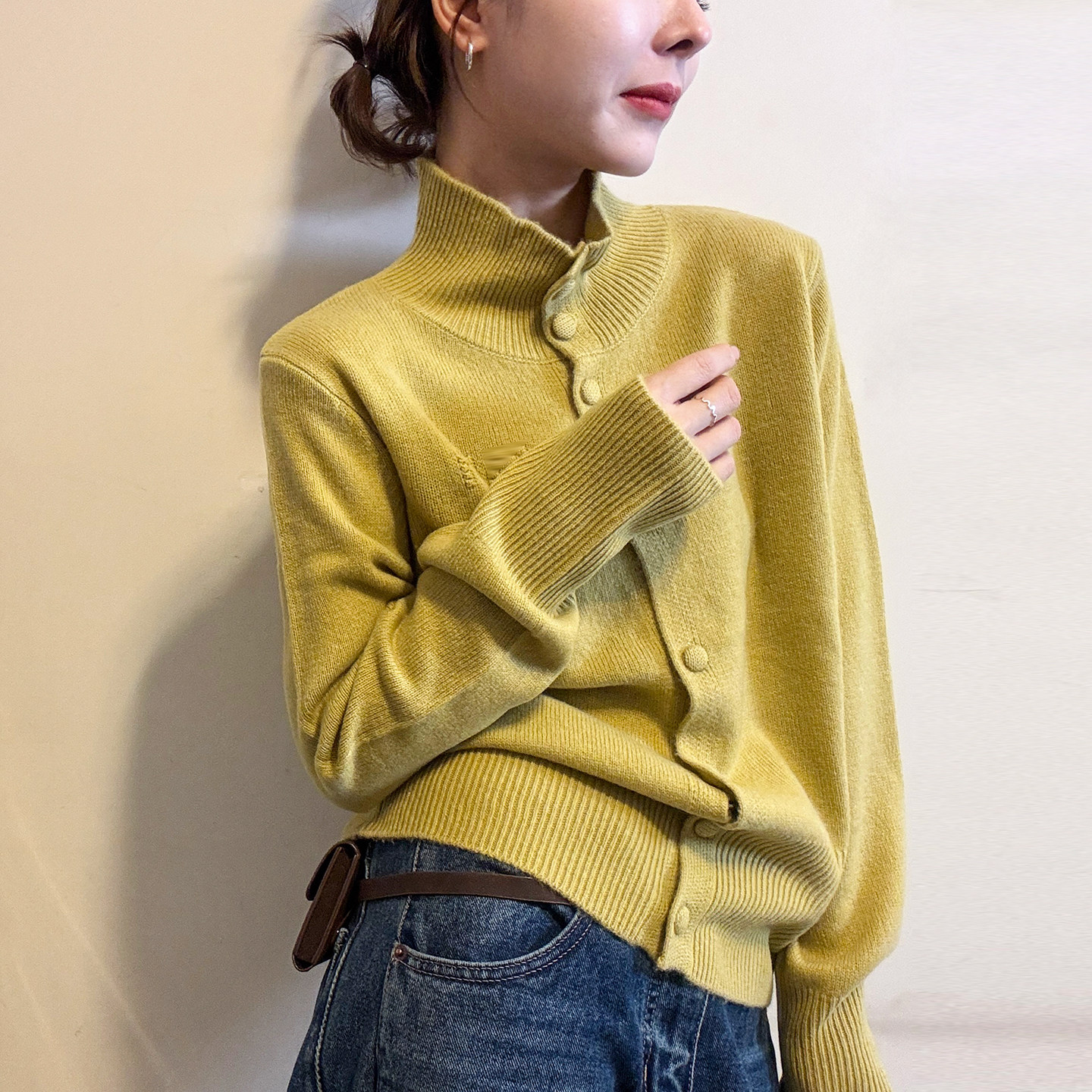 复古高领羊毛针织开衫女欧洲站2025冬装新款欧货女装毛衣打底衫潮,淘宝优惠券,粉丝福利购,淘宝优惠卷