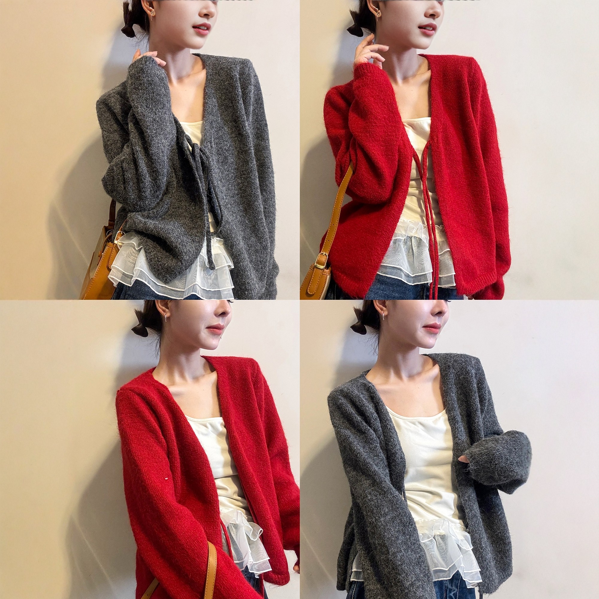 复古系带羊毛针织开衫吊带背心两件套女欧洲站2025冬装新款欧货潮,淘宝优惠券,粉丝福利购,淘宝优惠卷