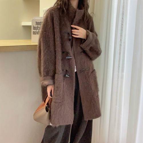 牛角扣双面羊绒大衣女欧洲站2025冬装新款欧货女装羊毛毛呢外套潮 - 图2