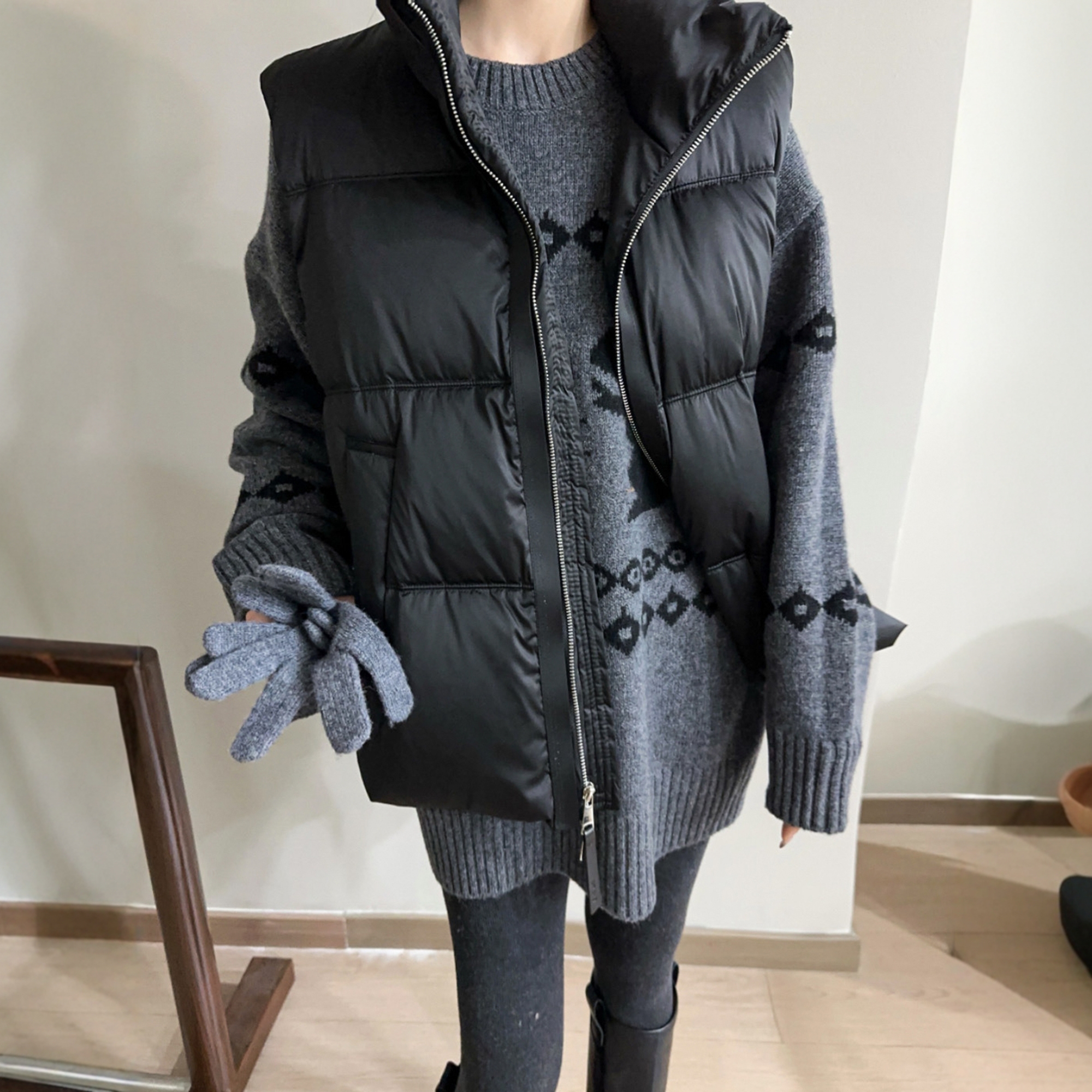 复古立领羽绒服马甲外套女欧洲站2025冬装新款欧货女装加厚上衣潮 - 图0