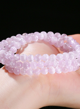 天然紫锂辉手链多圈叠戴水晶手串