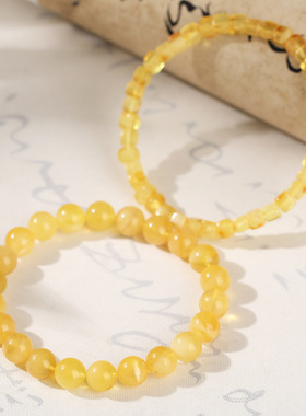 鸡油黄金绞蜜蜡手链男女款质地温润通透雅趣天然蜜蜡新中式风手串