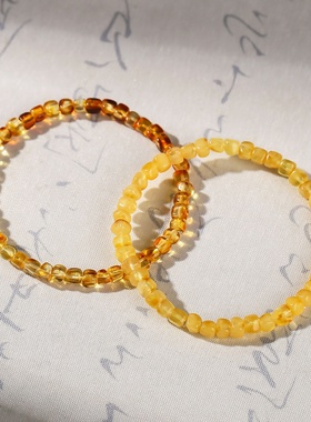 高品鸡油黄蜜蜡方糖手金珀绞蜜复古手链油润透亮小众独特高级饰品