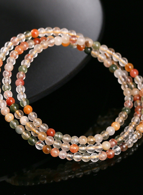 天然多圈彩发晶手链女聚能旺运生命力日常百搭超元气叠戴水晶手串