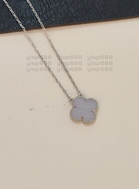 DINRO经典四叶草项链锁骨链女 白贝母黑玛瑙粉色幸运项链