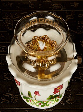 佛堂用品佛具陶瓷莲花调光防风油灯液体酥油佛堂前供佛长明灯