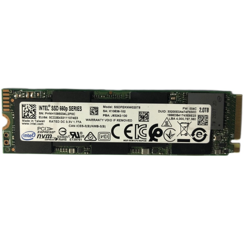 660p 2t intel ssd nvme pcie 英特尔 固态硬盘 电脑拆机盘 m.2 - 图0