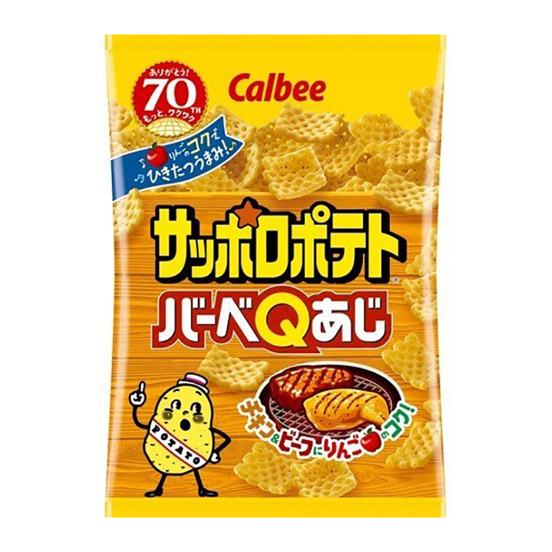 6包包邮现货日本卡乐比Calbee BBQ烧烤网格4连包薯片宝宝儿童零食 - 图2