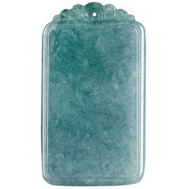 Natural a-grade jadeite blue level Anwushi brand jade pendant pendant for men and women necklace gift jade jewelry square card