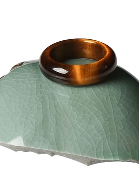 天然正品虎眼石戒指玉石扳指男女款指环时尚戒圈真玉高档情侣送礼