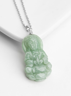 天然缅甸a货翡翠佛像小孩吊坠