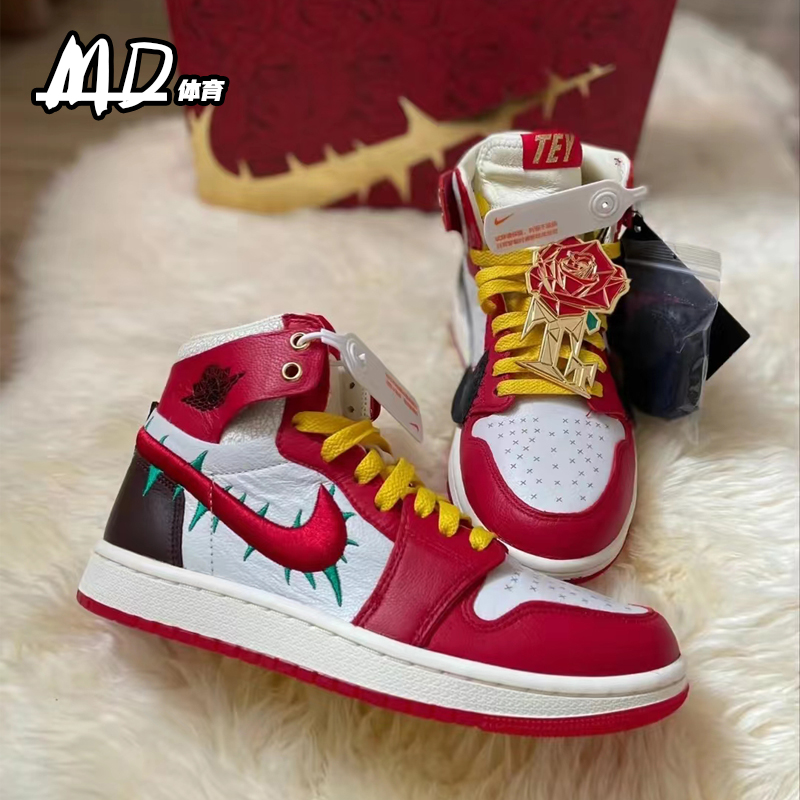 耐克NIKE Air Jordan 1AJ1红黑白女款高帮休闲运动板鞋FJ0604-601