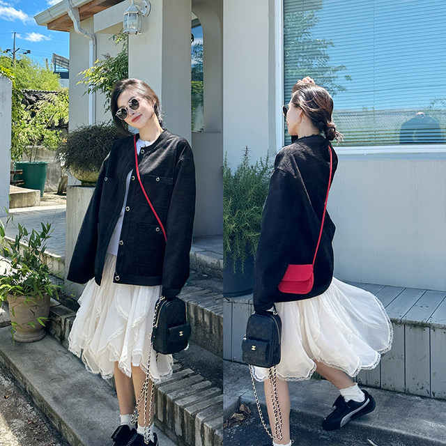 Jin Suyi irregular apricot lace skirt for women 2025 spring and autumn Korean version high waist slim fish tail skirt trendy