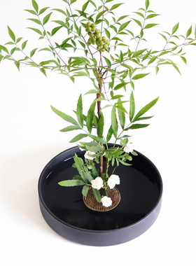 陶瓷磨砂圆盘日式风禅意培训花器