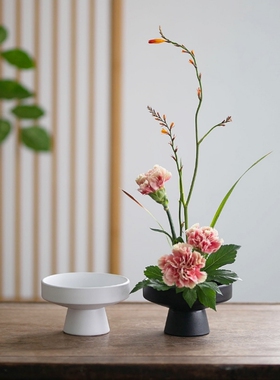迷你高足茶席插花器陶瓷中式