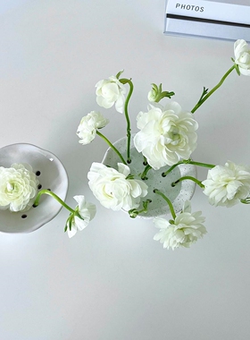现代陶瓷带孔插花碗艺术插花器日式中式禅意简约花瓶固定工具摆件