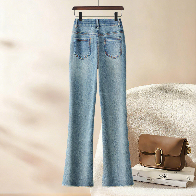 流苏边高腰显瘦牛仔微喇长裤女2026春秋季气质百搭高级感喇叭裤子,淘宝优惠券,粉丝福利购,淘宝优惠卷