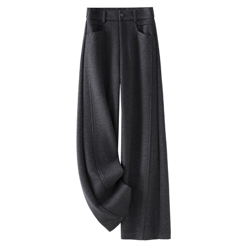 灰色羊绒阔腿裤女秋冬季2025新款休闲糯米裤加绒加厚羊毛呢直筒裤,淘宝优惠券,粉丝福利购,淘宝优惠卷