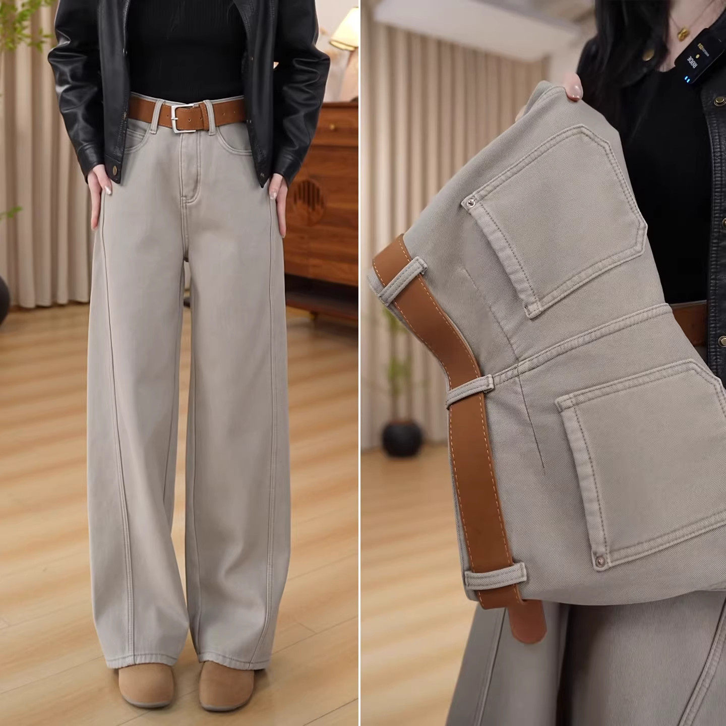 宽松牛仔裤女休闲裤2025新款秋冬季阔腿裤高腰香蕉裤显瘦弯刀裤子,淘宝优惠券,粉丝福利购,淘宝优惠卷