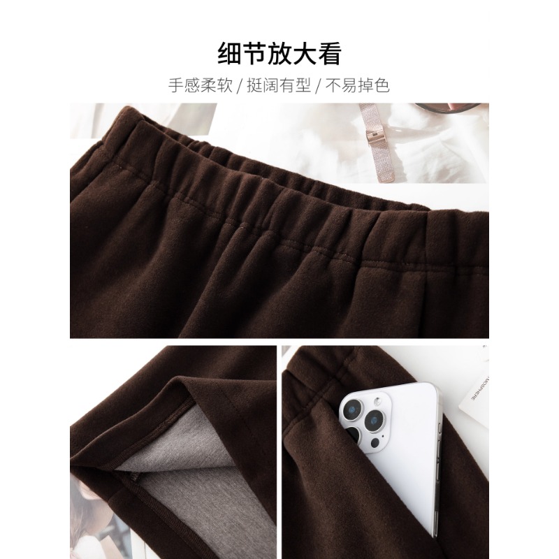 百搭通勤毛呢半身裙女2025新款秋冬中长款直筒裙遮胯显瘦大码裙子 - 图3