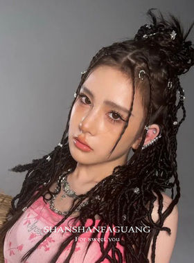 辣妹脏辫街舞朋克风格发环编发点缀发扣嘻哈小众叛逆炫酷妹头发饰