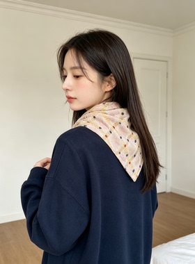 文艺风格纹波点系带丝巾女2026新款护颈遮阳百搭三角巾配饰