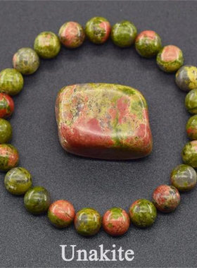 欧美跨境蔷薇石亚马逊虎眼水晶8mm天然石弹力绳串珠手链新款手串