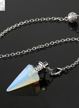 特价包邮个性金属水晶灵摆天然紫水晶粉晶吊坠灵摆灵气项坠圆锥