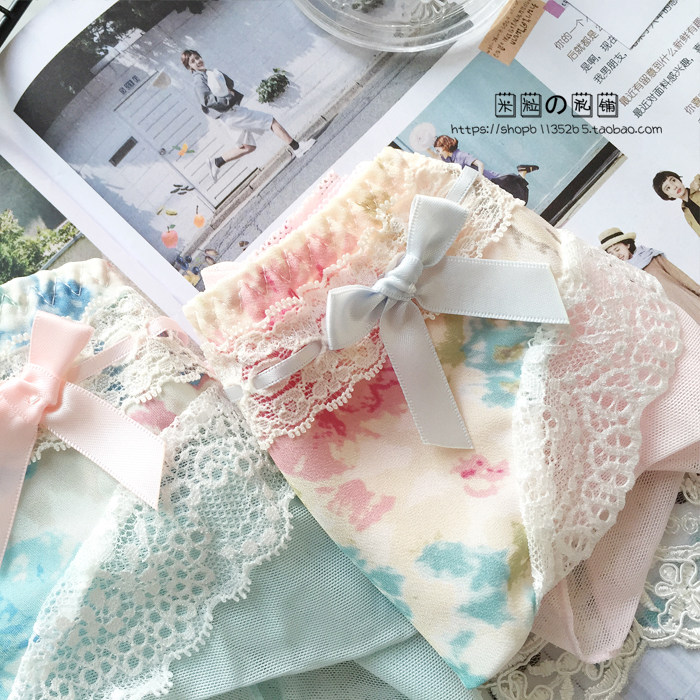 全店清仓 日单森女系蕾丝甜美网纱内裤少女无痕中腰三角裤纯棉裆,淘宝优惠券,粉丝福利购,淘宝优惠卷