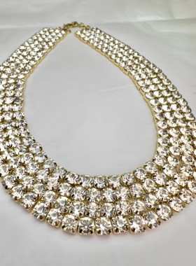 欧美打标外贸饰品时尚新款项链多层闪钻颈链简约气质水钻锁骨链女