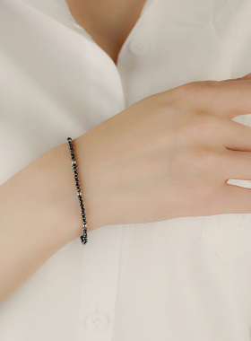 纯银黑色珠子显白chic风手链
