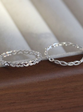 气质闭口S999足银镂空爱心戒指