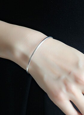 S925银简约开口圆珠手镯女