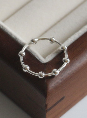 Kissilver女925纯银韩系闭口戒指