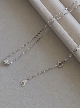 S925纯银五角星爪镶项链锁骨链女小众设计感高级轻奢气质百搭银饰