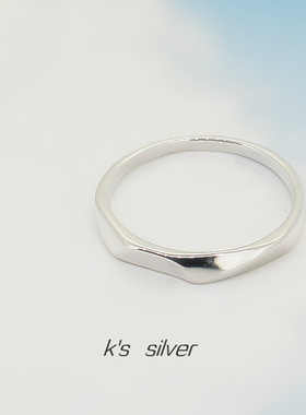 免费刻字s925纯银光切面送礼戒指