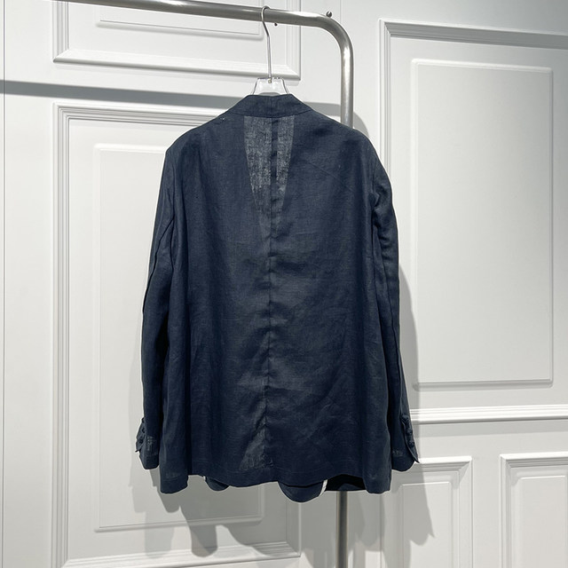 High-end and versatile buckle linen suit jacket