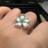 18k gold diamond inlaid high ice fluorescent emerald white ice large flower ring natural Myanmar A goods