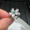 18k gold diamond inlaid high ice fluorescent emerald white ice large flower ring natural Myanmar A goods