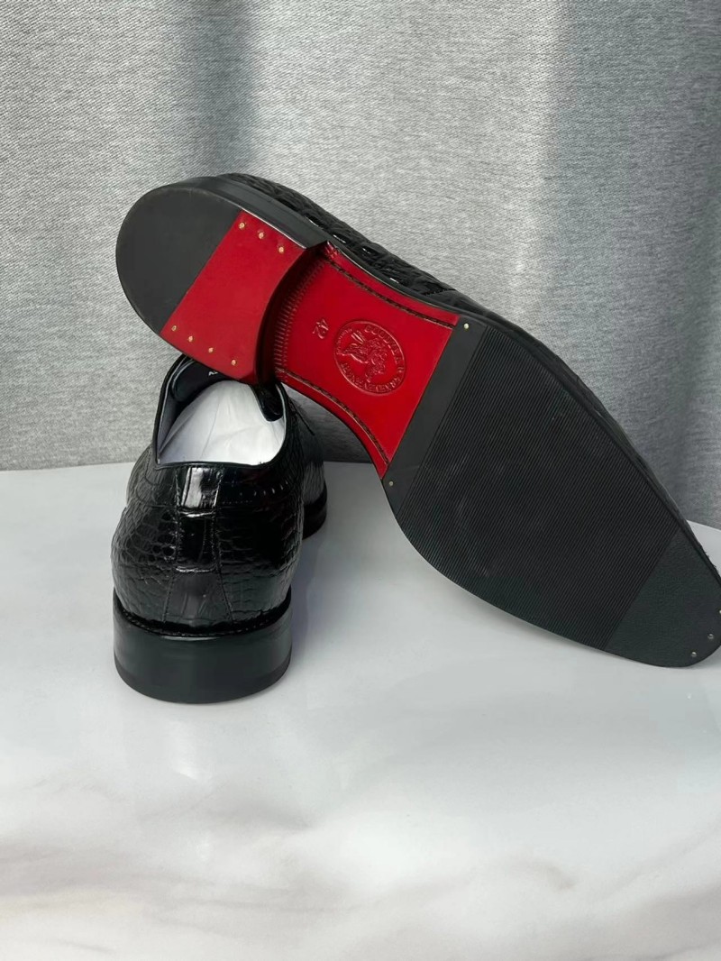 泰国暹罗鳄鱼皮皮鞋撤柜清仓商务正装尖头系带德比鞋正品真皮男鞋 - 图2