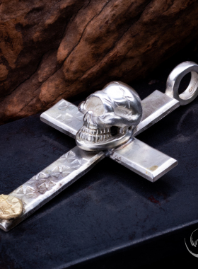 国内现货高山隆骷髅十字架项链